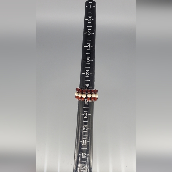 Amber and Ivory Beaded Ring - Picture 9 of 9